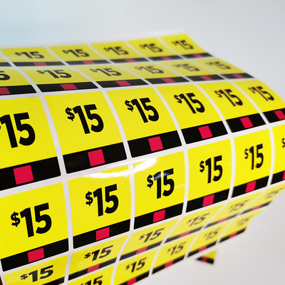 BOPP Marketing Custom Retail Stickers CMYK طباعة ملصقات ترويجية دائمة