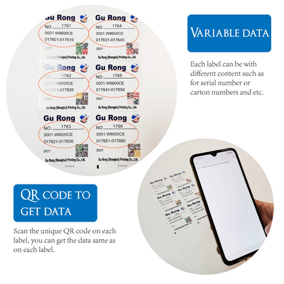 ملصق بيانات متغير لامع يطبع ملصقات BOPP المقاومة للماء Qr Code