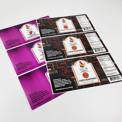 CMYK Digital Food Package Label BOPP ملصقات ذاتية اللصق شخصية
